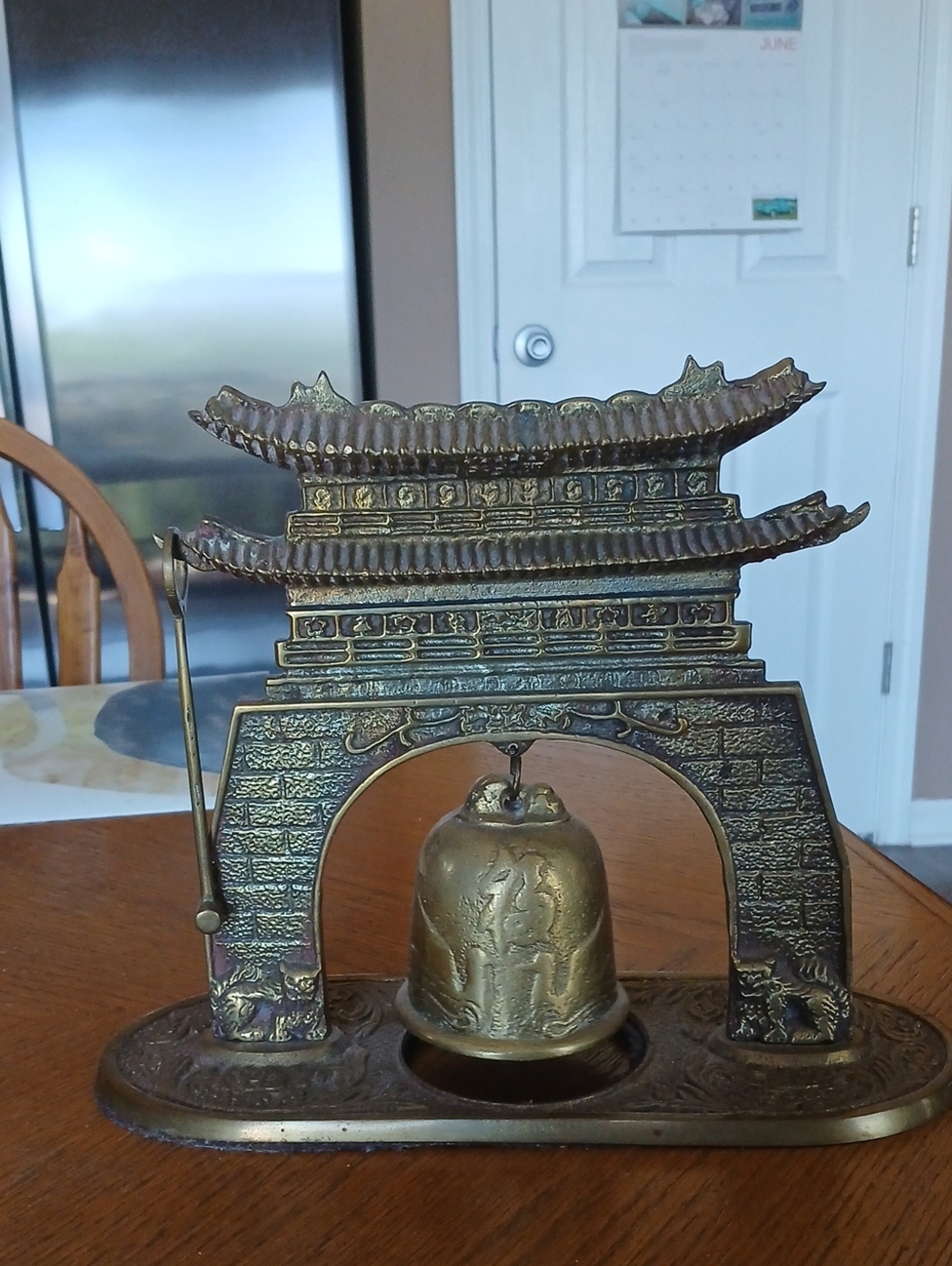 Ornate Brass Pagoda Bell - Antique-Style Home Accent in Gold